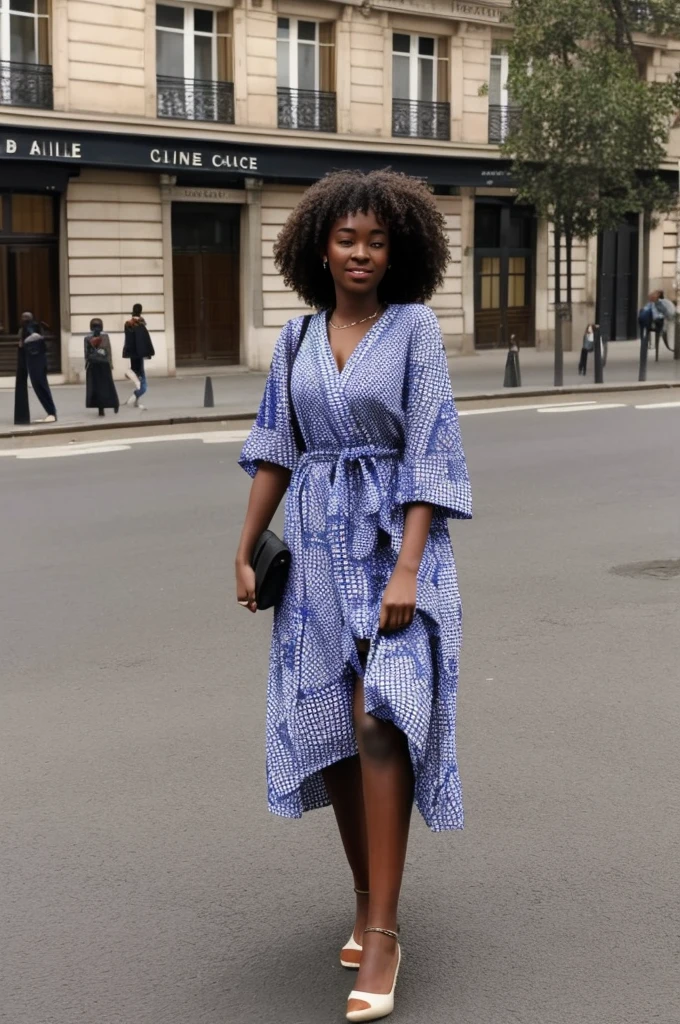 fille de 19 ans africaine au cheuce bouclés a paris en robe
