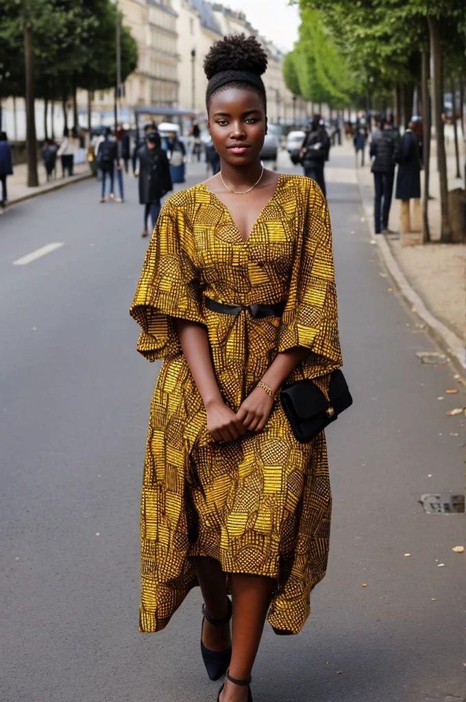 fille de 19 ans africaine au cheuce bouclés a paris en robe