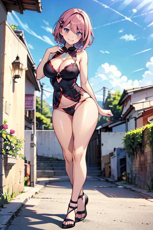 (dynamic angle:1.3, front view:1.1,  focus:1.3, from below:1.2), (dynamic posing:1.5, sexy png:1.2, leaning forward), (seductive smiling:1.3),(K) HD, highest quality, WorKs of masters, High resolution, spread pussy, panshot,1 mall nose,(with sparkling eyes and a contagious smile), very beautiful detailed face and eyes, bright colors, cute face, delicate beautiful face, Bright magenta eyes, cute eyes, sparkling eyes, Big eyes, (big breasts:1.3), (per1), (pointed chest:1.0), medium hips, glamorous body, white skin, smile, thin pubric hair, shiny hair, super beautiful face, Super beautiful eyes, Super beautiful hair，trendy outfit，sexy and attractive，cute hairpin，l body esbian，illegal occupation, Real World, Natural light,perfect Natural light,looking at viewer,fashon