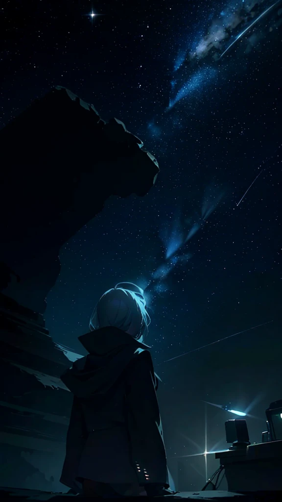 a breathtaking night sky, a meteor shower, countless shooting stars, dramatic celestial event, dark dramatic moody atmosphere, cinematic lighting, highly detailed, 8k, photo-realistic, masterpiece, dramatic contrast, deep rich colors, glowing stars, volumetric lighting, dynamic composition, atmospheric haze, cinematic mood, sense of awe and wonder