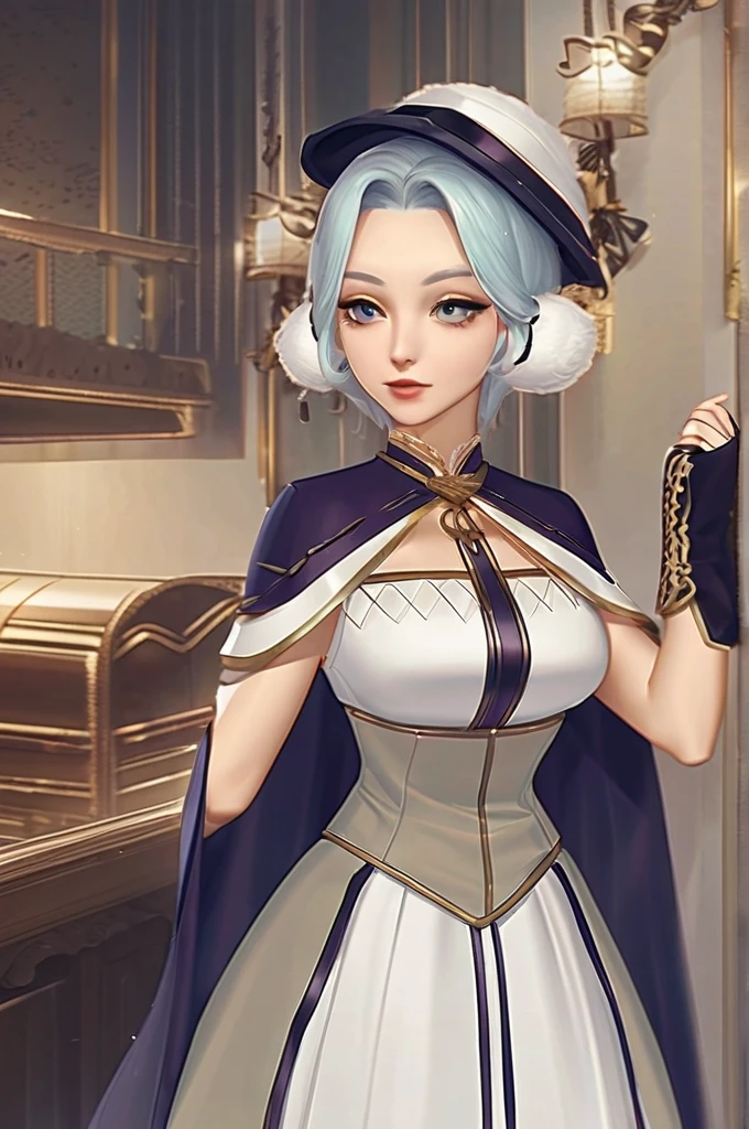 ((Лучшее качество)), ((шедевр)), (подробный), Katarina from League of Legends rides in a Russian loaf, she has vodka in her hand and a hat with earflaps on her head