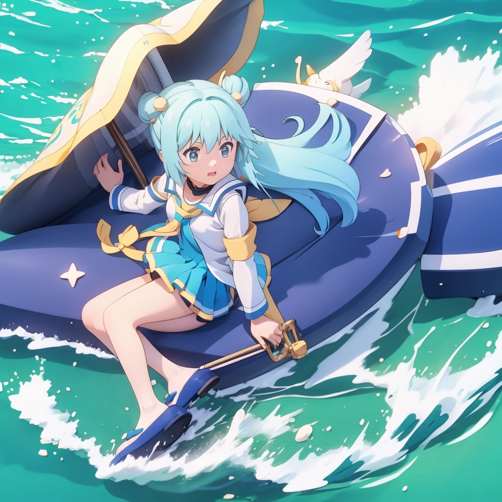 Semi-transparent one-piece sailor uniform、、Sandy Beach、Highest quality、the wind is strong