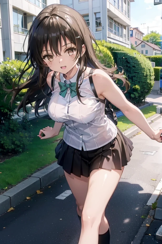 Yuikotegawa, yui kotegawa, Black Hair, (Brown eyes:1.5), Long Hair,Big Breasts,happy smile, smile, Open your mouth,Glasses,Cold shoulder tops,Short sleeve,mini skirt,Stiletto heels,Walking,morning,morning陽,The sun is rising,whole bodyがイラストに入るように,
break outdoors, School,school gate,
break looking at viewer, whole body,
break (masterpiece:1.2), Highest quality, High resolution, unity 8k wallpaper, (figure:0.8), (Beautiful attention to detail:1.6), Highly detailed face, Perfect lighting, Highly detailed CG, (Perfect hands, Perfect Anatomy),