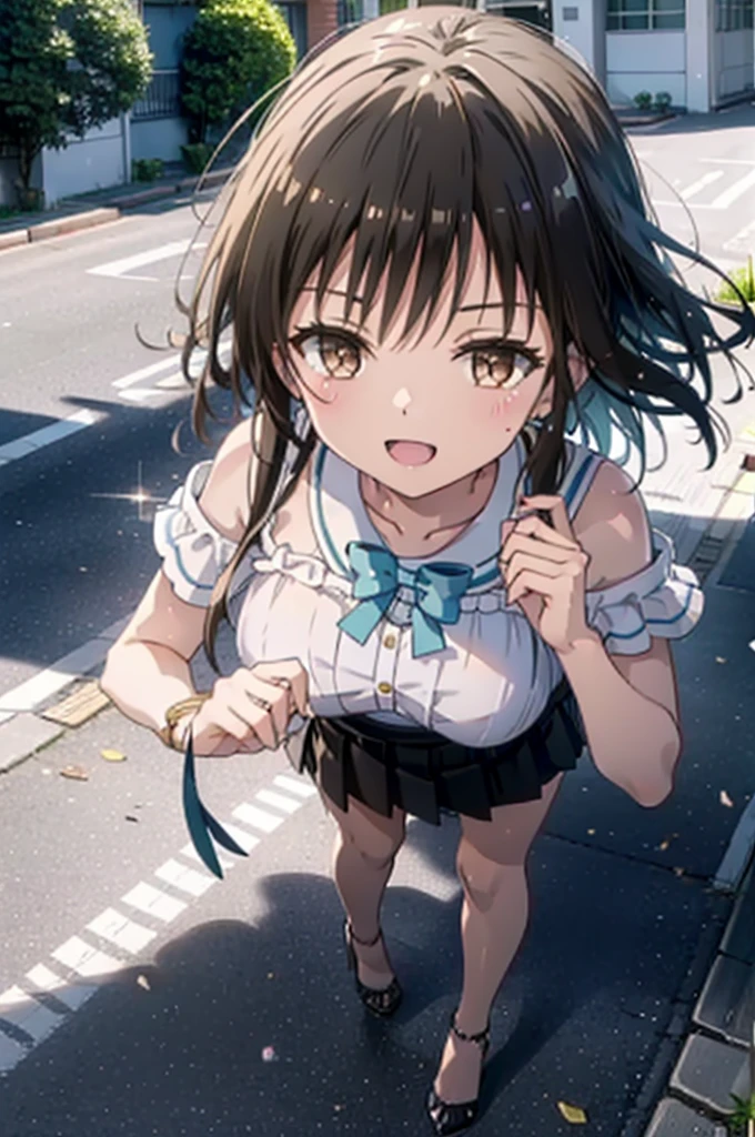 Yuikotegawa, yui kotegawa, Black Hair, (Brown eyes:1.5), Long Hair,Big Breasts,happy smile, smile, Open your mouth,Glasses,Cold shoulder tops,Short sleeve,mini skirt,Stiletto heels,Walking,morning,morning陽,The sun is rising,whole bodyがイラストに入るように,
break outdoors, School,school gate,
break looking at viewer, whole body,
break (masterpiece:1.2), Highest quality, High resolution, unity 8k wallpaper, (figure:0.8), (Beautiful attention to detail:1.6), Highly detailed face, Perfect lighting, Highly detailed CG, (Perfect hands, Perfect Anatomy),