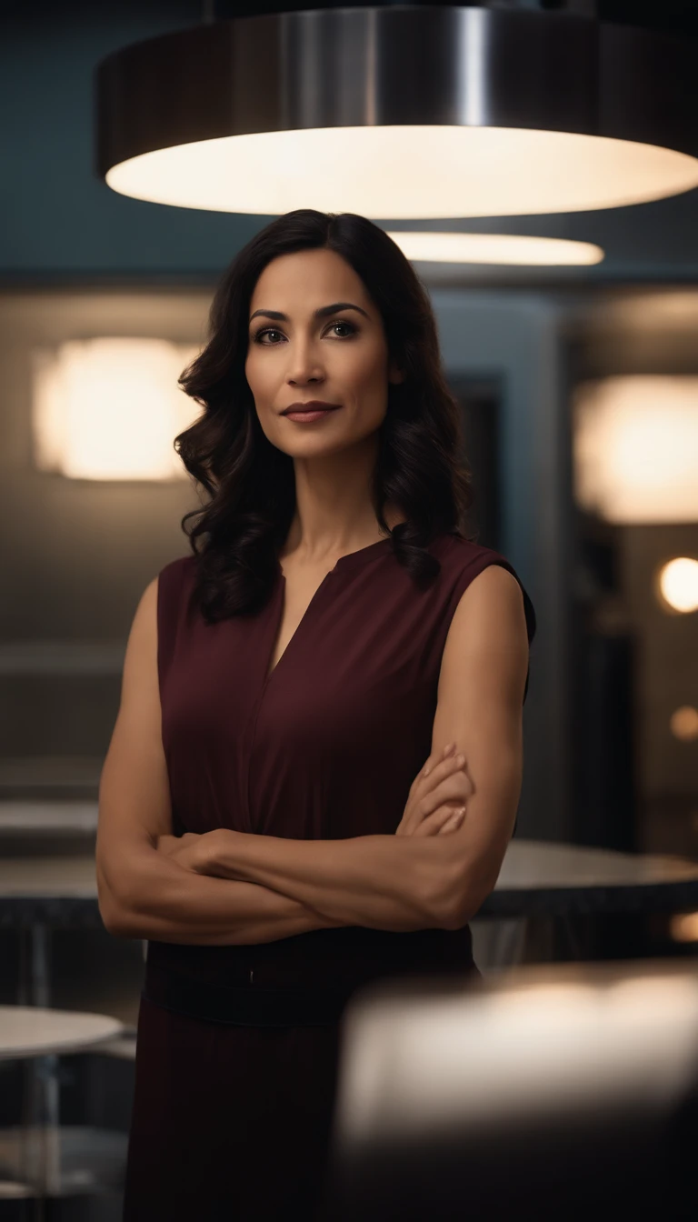 dr. Kira Reyes astrophysicist and doctor, responsible for the health and well-being of all, insightful, Patient, 32 year old empath Tall and slender, dark hair and serene look.