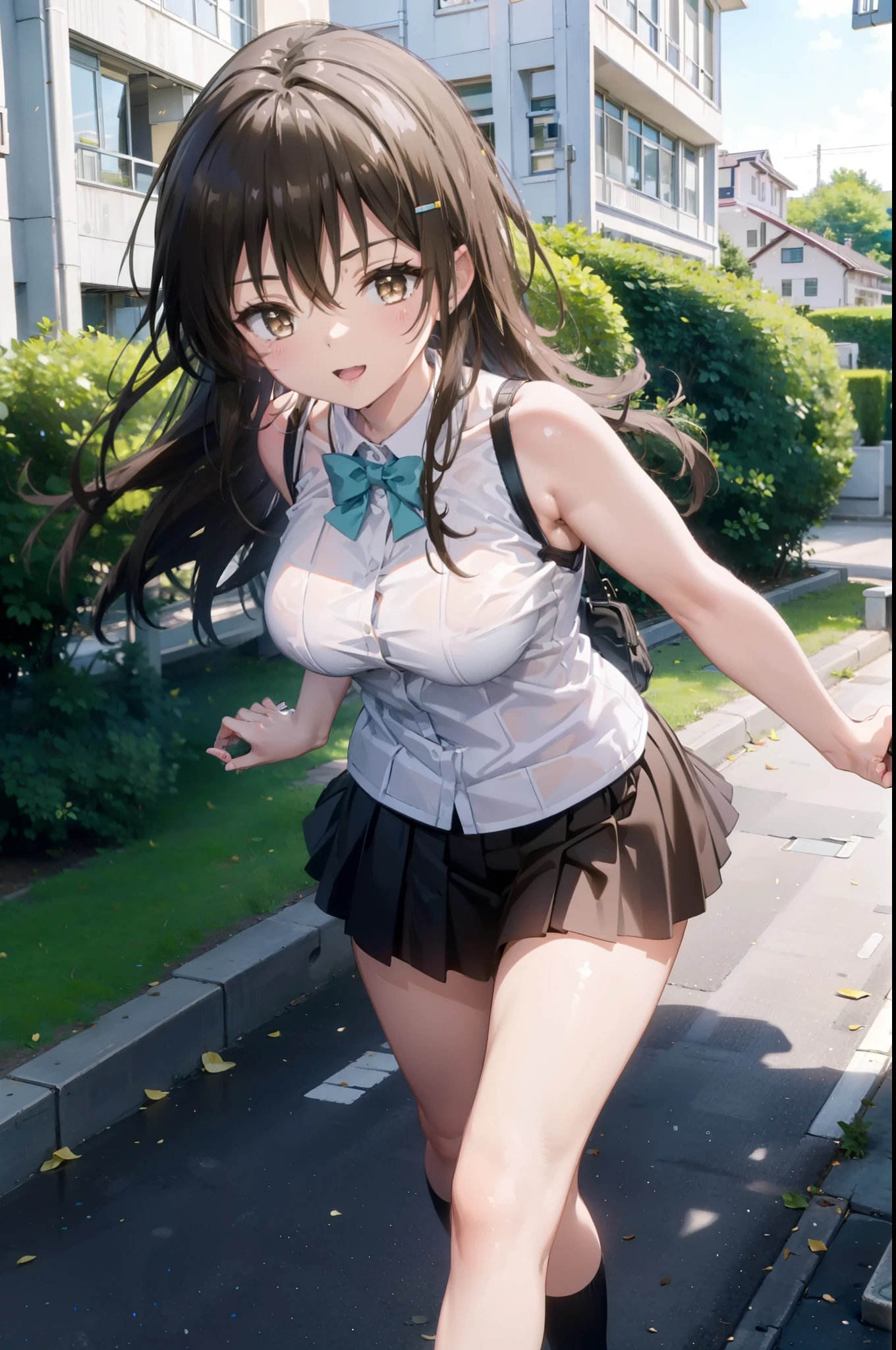Yuikotegawa, yui kotegawa, Black Hair, (Brown eyes:1.5), Long Hair,Big Breasts,happy smile, smile, Open your mouth,Glasses,Cold shoulder tops,Short sleeve,mini skirt,Stiletto heels,Walking,morning,morning陽,The sun is rising,whole bodyがイラストに入るように,
break outdoors, School,school gate,
break looking at viewer, whole body,
break (masterpiece:1.2), Highest quality, High resolution, unity 8k wallpaper, (figure:0.8), (Beautiful attention to detail:1.6), Highly detailed face, Perfect lighting, Highly detailed CG, (Perfect hands, Perfect Anatomy),