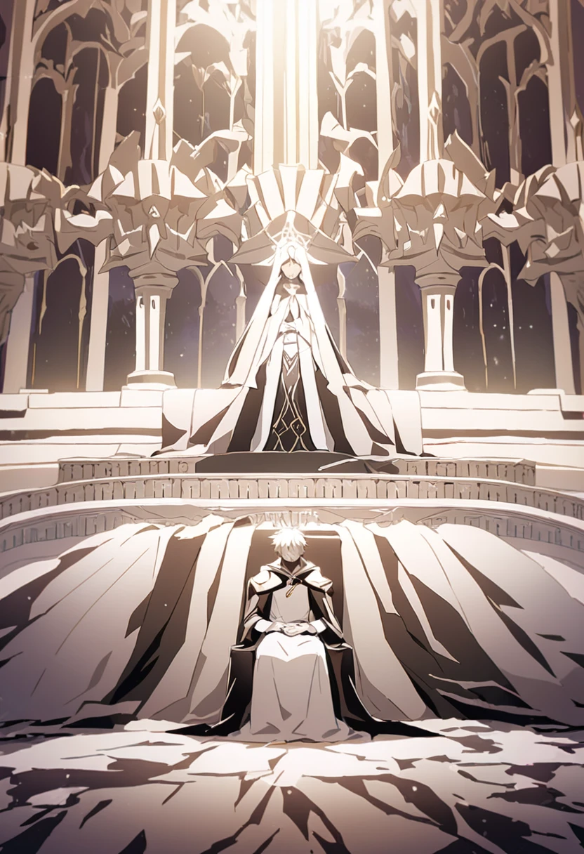 After dying, our protagonist wakes up and when he opens his eyes he finds himself in a large castle., When he looks at the throne he sees 2 figures, They turn out to be the 2 creator gods