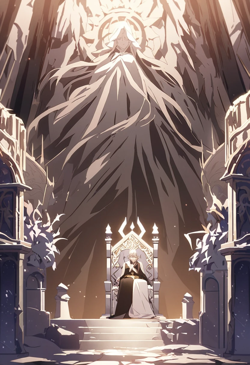After dying, our protagonist wakes up and when he opens his eyes he finds himself in a large castle., When he looks at the throne he sees 2 figures, They turn out to be the 2 creator gods