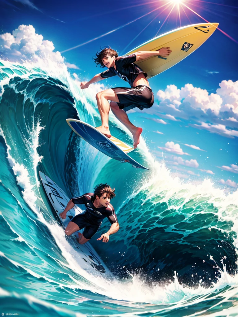 Highest quality,Highest Resolution,Surfing brother,surfing,