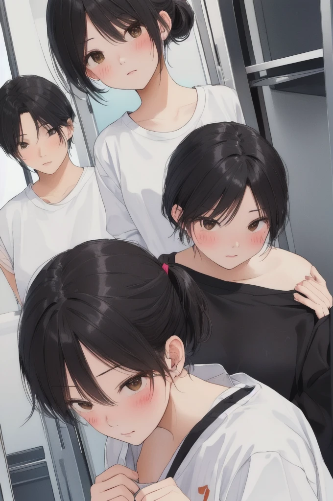 Black Hair、short hair、Short Ponytail、Blushing、Embarrassed、Take off your panties