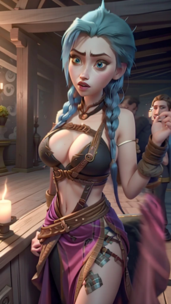 Jinx with giant breasts on display, sexly, Vulgar, very big , open clothing