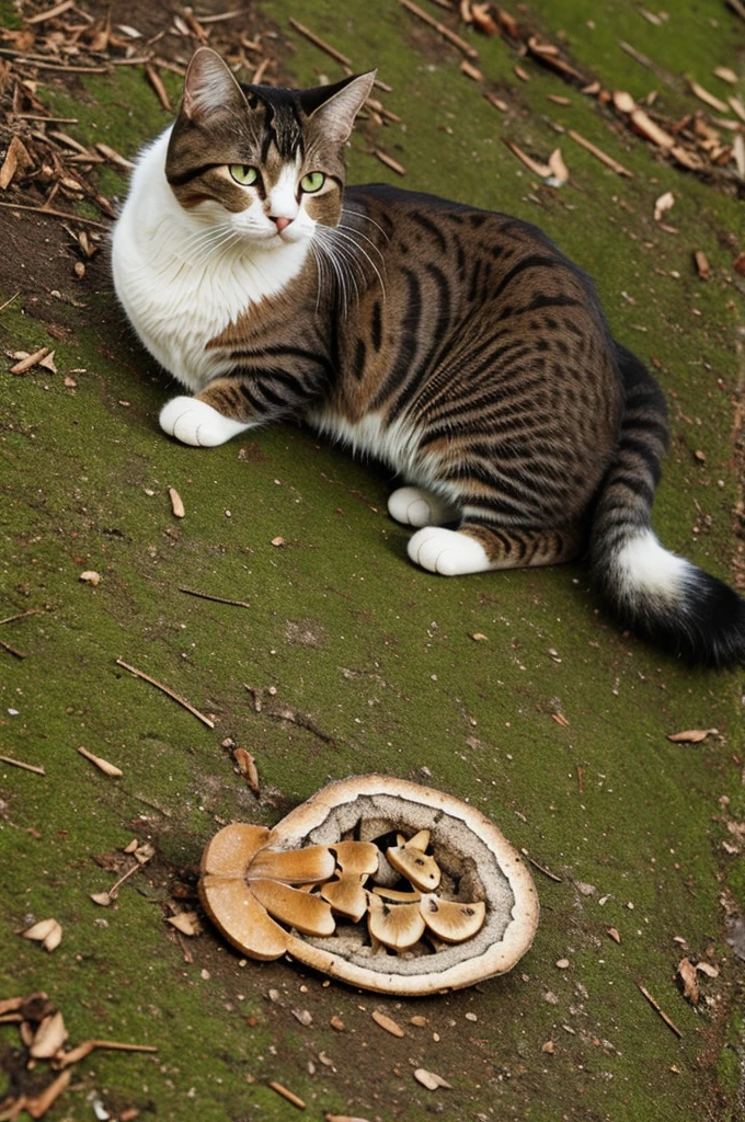 Cat with fungus embedded in the skin