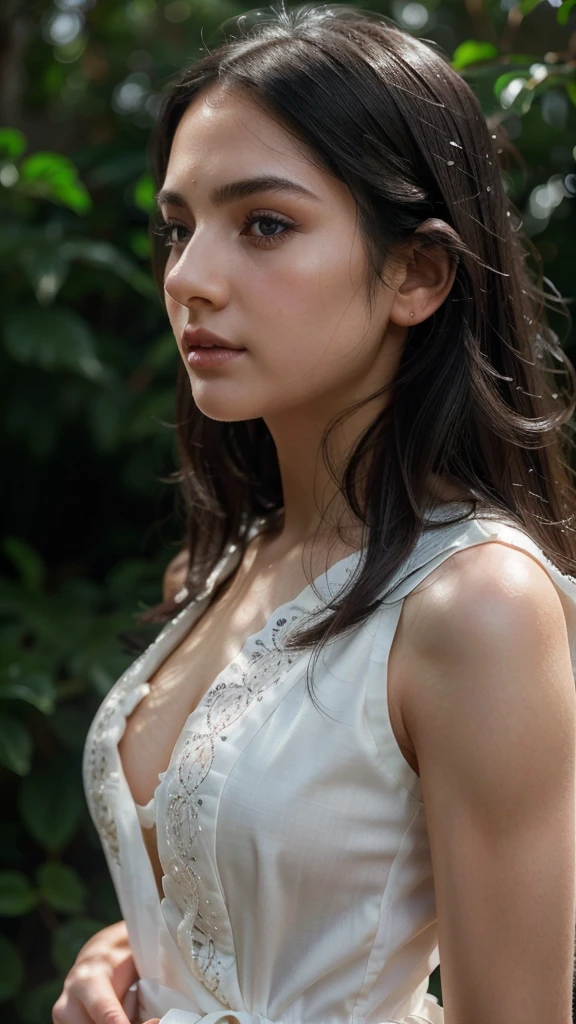 1girl,profile photo,high quality,photorealistic,intricate details,smooth skin,long black hair,white skin,white dress,beautiful detailed eyes,beautiful detailed lips,extremely detailed eyes and face,long eyelashes,elegant,serene expression,natural lighting,cinematic,dramatic lighting,chiaroscuro,delicate,soft colors,cool tones