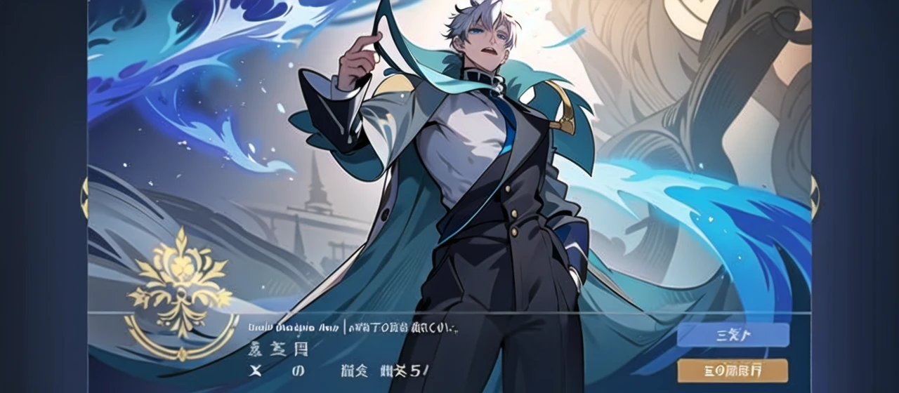 solo,
1man,gojou,blue eyes,white hair,
upper body,high neck,black top