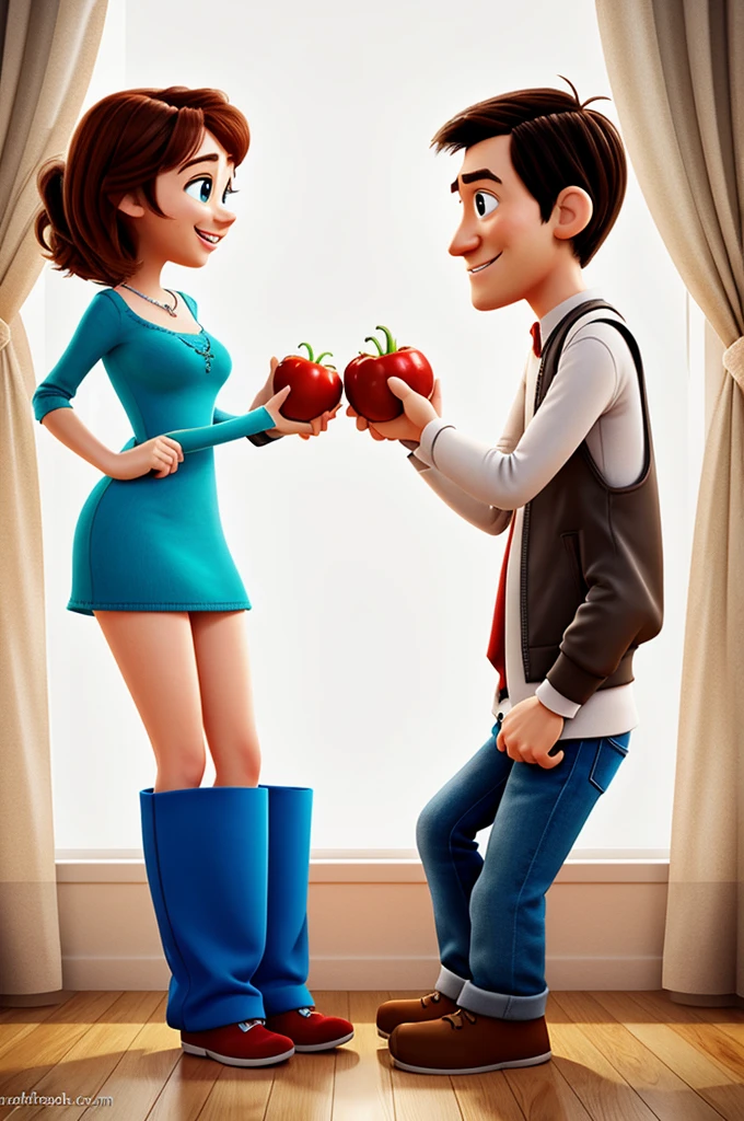 Pixar style couple in love
