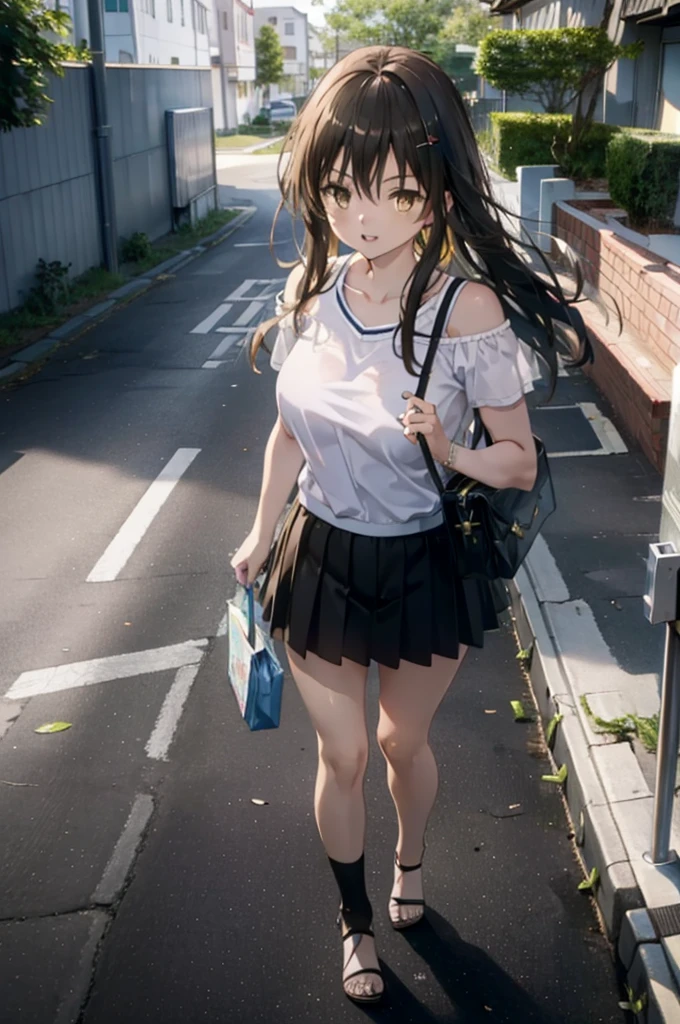 Yuikotegawa, yui kotegawa, Black Hair, (Brown eyes:1.5), Long Hair,Big Breasts,happy smile, smile, Open your mouth,Glasses,Cold shoulder tops,Short sleeve,mini skirt,Stiletto heels,Walking,morning,morning陽,The sun is rising,whole bodyがイラストに入るように,
break outdoors, School,school gate,
break looking at viewer, whole body,
break (masterpiece:1.2), Highest quality, High resolution, unity 8k wallpaper, (figure:0.8), (Beautiful attention to detail:1.6), Highly detailed face, Perfect lighting, Highly detailed CG, (Perfect hands, Perfect Anatomy),