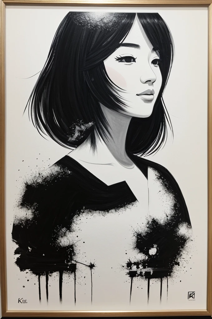 A black/white kitsugi painting