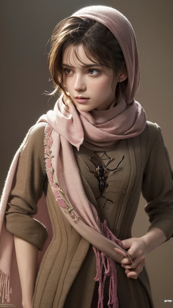 Flower beetle (length:1.2) pink (scarf:1.3), Beetle with arms and head, (Dark Shot:1.17), Spectacular and realistic, Faded, ((Neutral Color)), art, (High resolution:1.5), (Calm colors:1.2), Ultra-detailed, (artstation:1.5), Cinematic, Warm Light, Dramatic Light, (Intricate details:1.1), Complex background, (Rutkowski:0.8), (blue green and orange:0.4)