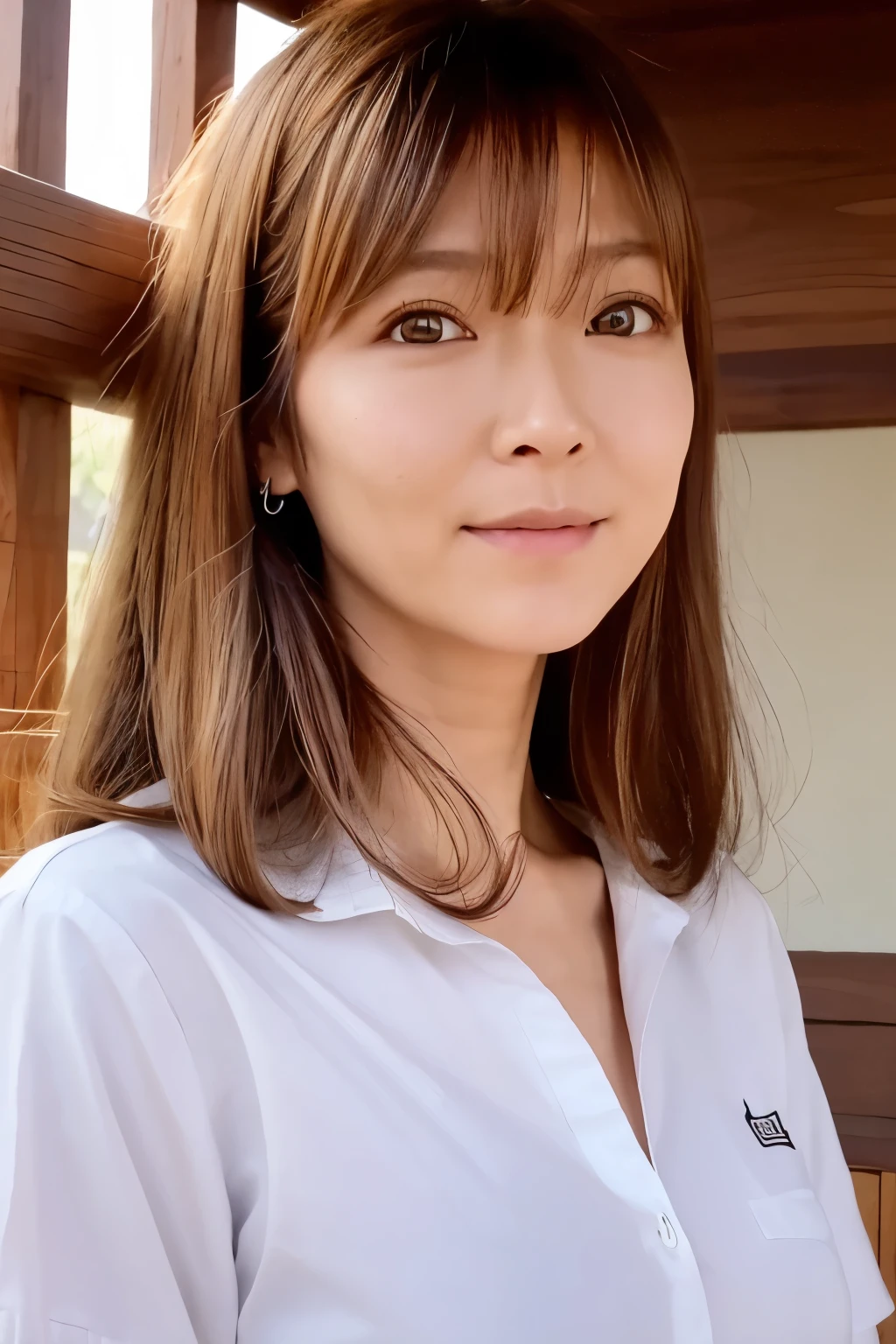 (8k, RAW photos, top quality, masterpiece: 1.2), ultra detailed, super resolution, (real photos: 1.37), portraits, high definition RAW color photos, professional photos, official art, highly detailed CG Unity 8k wallpapers, beautiful Japanese woman, {30|40} years old, highly detailed faces, Highly detailed eyes, highly detailed skin, Highly detailed nose, Highly detailed mouth, Perfect anatomy, Highly detailed background, Highly detailed clothing, One Girl, housewife, realistic body, white skin, radiant skin, slender body, very thin waist, handsome body, brown hair, {short|long} hair, (blunt bangs:1.2), cute face, slight smile, Realistic Face, White shirt, Earrings, Camera Gaze, Cowboy Shot, Standing Figure, Dynamic Lighting,