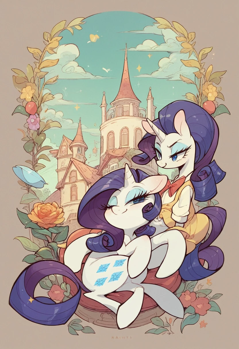 Manny el mamut y rarity al unicornio