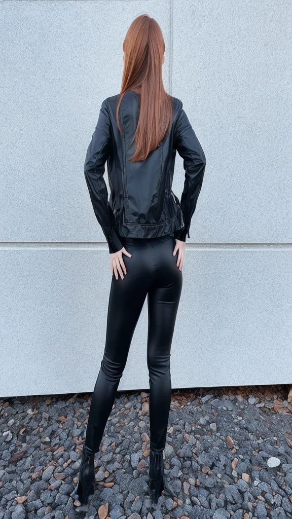 Full body photography, beautiful woman, sensual woman, copper hair, long hair, straight hair