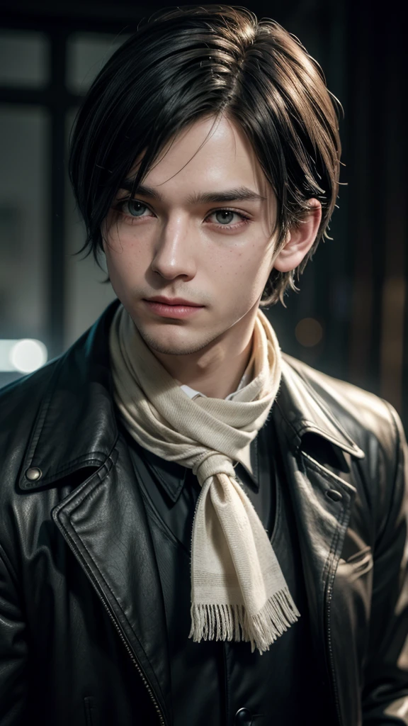 timochal2023, 1 men, o Matrix, anime clothes, white scarf, during, Steampunk, Lies of P, Mechanical arm, ultra HD, best qualityer, work of art, trends on artstation, RTX ON, reflections, dramatic lighting, cinematic lighting, Depth of field, ssmile, Gothic, Pinocchio, 1 young boy, shorth hair, Bblack hair, ascot, brooch, freckles, prosthesis, brooch, volantes, trench coat, mangas com volantes