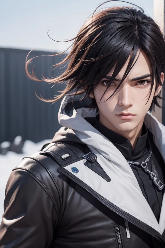 Create a male character, frigidity mixed with anime
