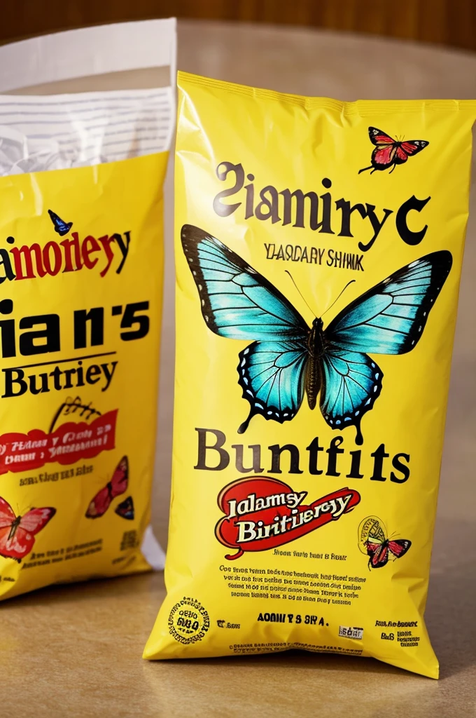 A chip bag for a debut celebration with a word jasmin turns 18. With a butterfly design but y2k