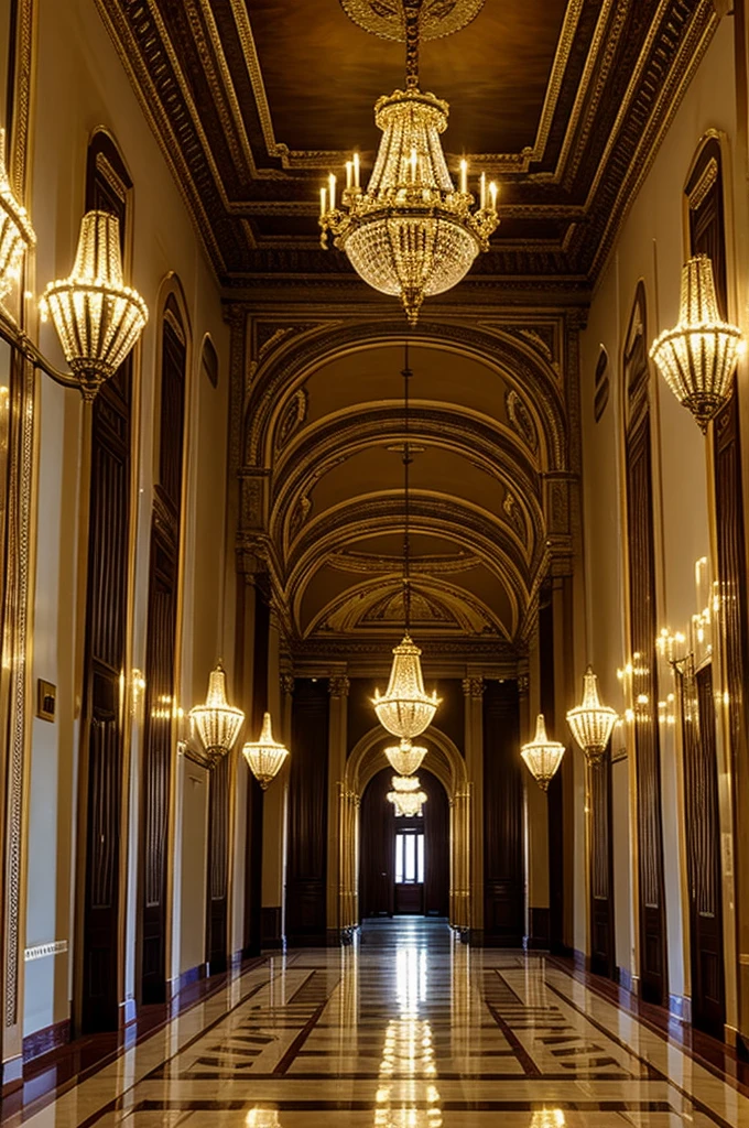 National palace inside with led lights lamps
