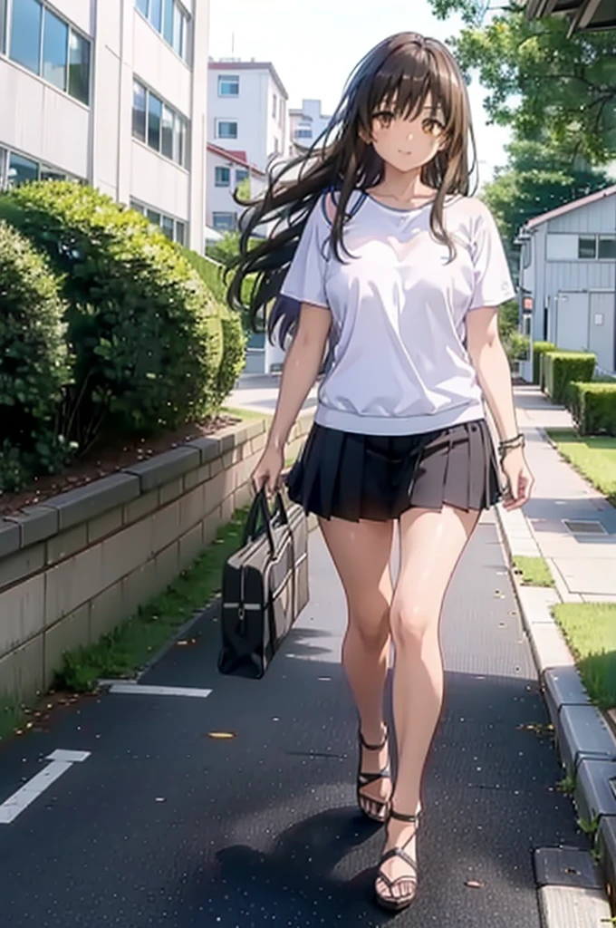 Yuikotegawa, yui kotegawa, Black Hair, (Brown eyes:1.5), Long Hair,Big Breasts,happy smile, smile, Open your mouth,Glasses,Cold shoulder tops,Short sleeve,mini skirt,Stiletto heels,Walking,morning,morning陽,The sun is rising,whole bodyがイラストに入るように,
break outdoors, School,school gate,
break looking at viewer, whole body,
break (masterpiece:1.2), Highest quality, High resolution, unity 8k wallpaper, (figure:0.8), (Beautiful attention to detail:1.6), Highly detailed face, Perfect lighting, Highly detailed CG, (Perfect hands, Perfect Anatomy),