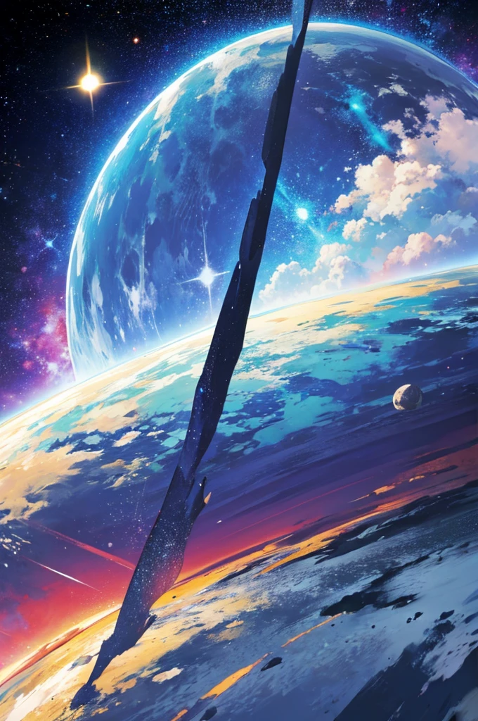 isolated earth planet, full view of planet, no characters, planet, space, galaxy, universe