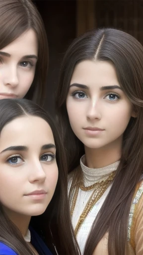  group of Young biblical jewish womans, focus on face.