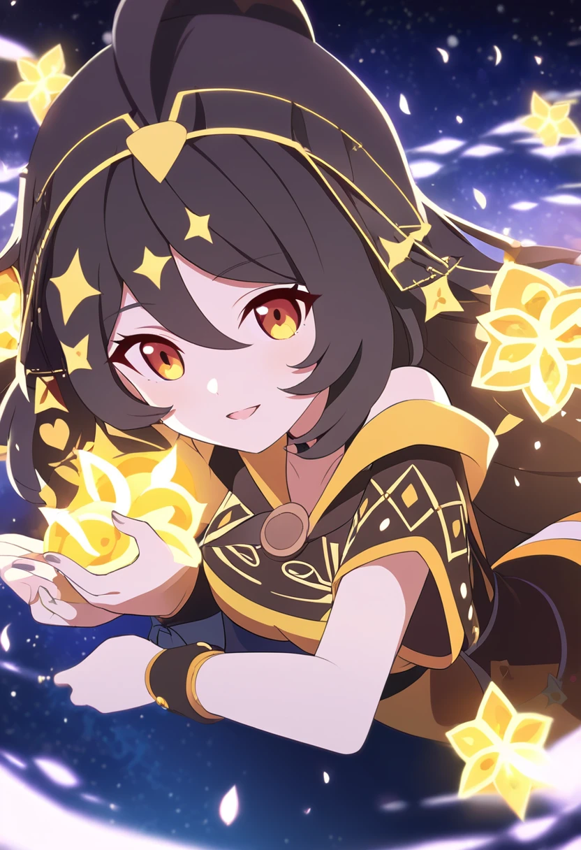 Luminara, the Goddess of Creation, black hair