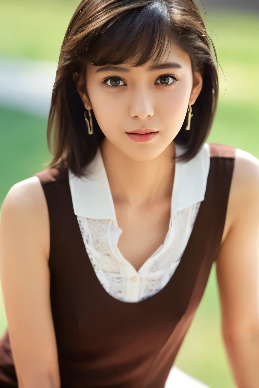 (8k, RAW photos, top quality, masterpiece: 1.2), ultra detailed, super resolution, (real photos: 1.37), portraits, high definition RAW color photos, professional photos, official art, highly detailed CG Unity 8k wallpapers, beautiful Japanese woman, {30|40} years old, highly detailed faces, Highly detailed eyes, highly detailed skin, Highly detailed nose, Highly detailed mouth, Perfect anatomy, Highly detailed background, Highly detailed clothing, One Girl, housewife, realistic body, white skin, radiant skin, slender body, very thin waist, handsome body, brown hair, {short|long} hair, (blunt bangs:1.2), cute face, slight smile, Realistic Face, White shirt with a daring design, Earrings, Camera Gaze, Cowboy Shot, Standing Figure, Dynamic Lighting,