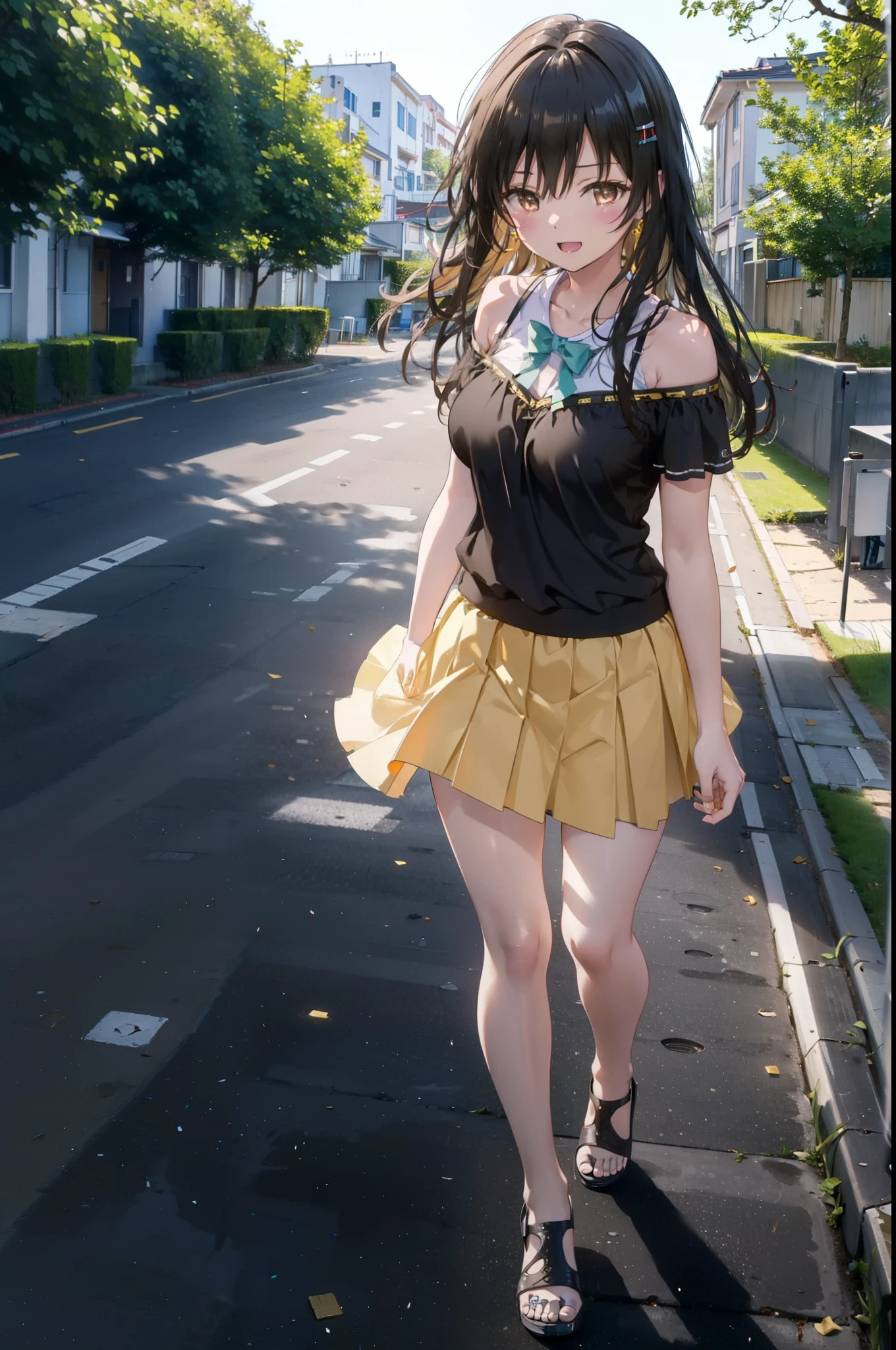 Yuikotegawa, yui kotegawa, Black Hair, (Brown eyes:1.5), Long Hair,Big Breasts,happy smile, smile, Open your mouth,Glasses,Cold shoulder tops,Short sleeve,mini skirt,Stiletto heels,Walking,morning,morning陽,The sun is rising,whole bodyがイラストに入るように,
break outdoors, School,school gate,
break looking at viewer, whole body,
break (masterpiece:1.2), Highest quality, High resolution, unity 8k wallpaper, (figure:0.8), (Beautiful attention to detail:1.6), Highly detailed face, Perfect lighting, Highly detailed CG, (Perfect hands, Perfect Anatomy),