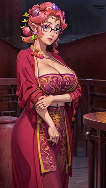 ((Chinese idol)) Soft purple hair Glasses Bright red lips Mature woman (((full柔软的乳房,)))(((Huge breasts))) (((Cleavage)))Bright red rouge lips ((Purple shirt)) Black tight skirt Legs in shiny black stockings full Looks fun Happy sexy smile ((With a whip)) Heavy sweating Radiant skin ((Swimming pool on a hot summer night)) portrait Looking at the camera Low Angle Soft lighting ((dressing)) ((Squat))