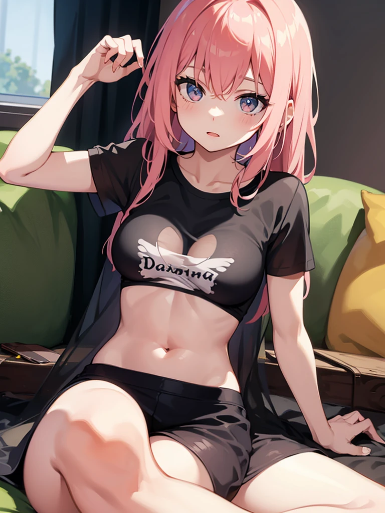 Darling,beautiful girl in a transparent T-shirt