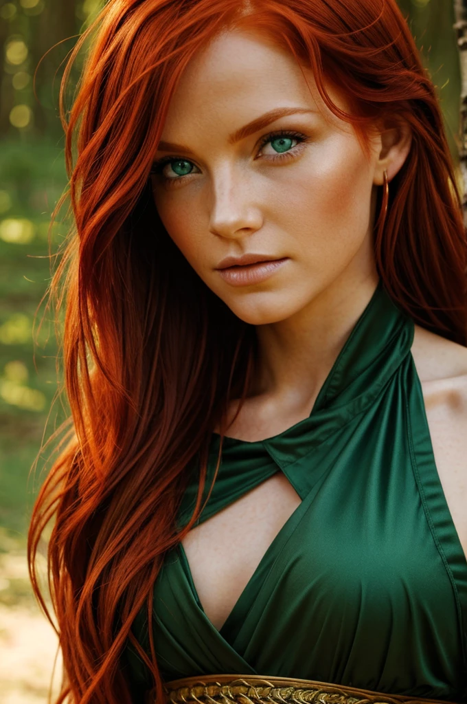 Redhead green eyes warrior scar