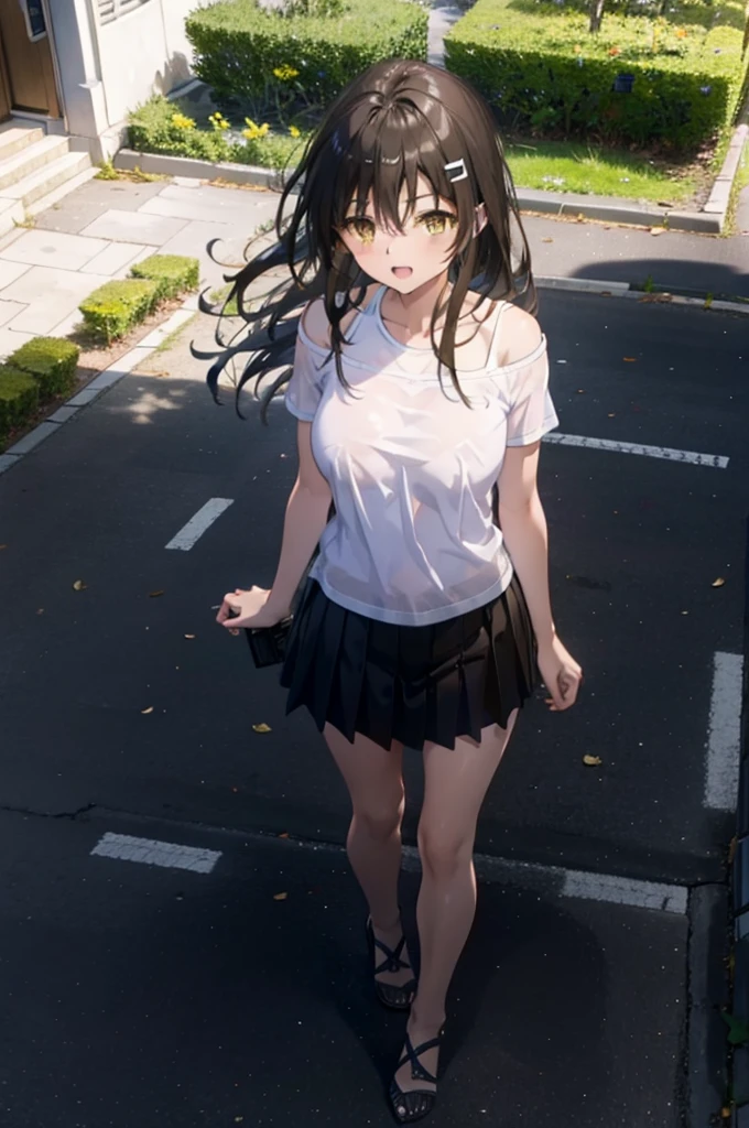 Yuikotegawa, yui kotegawa, Black Hair, (Brown eyes:1.5), Long Hair,Big Breasts,happy smile, smile, Open your mouth,Glasses,Cold shoulder tops,Short sleeve,mini skirt,Stiletto heels,Walking,morning,morning陽,The sun is rising,whole bodyがイラストに入るように,
break outdoors, School,school gate,
break looking at viewer, whole body,
break (masterpiece:1.2), Highest quality, High resolution, unity 8k wallpaper, (figure:0.8), (Beautiful attention to detail:1.6), Highly detailed face, Perfect lighting, Highly detailed CG, (Perfect hands, Perfect Anatomy),