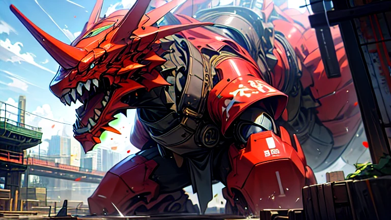 masterpiece、Highest quality、high resolution、8K、Giant dragon robot、battle