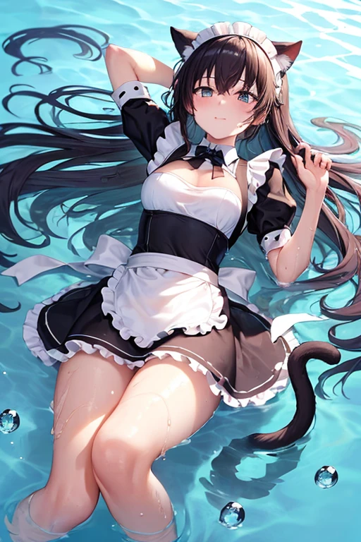 (Super best quality)(Highest quality)(Attention to detail)
Maid clothes, White apron, Headband, (Fashionable clothes)
Gothic Dress, ribbon, Maid clothes, (白と黒のMaid clothes)黒ドレスWhite apron
In the water, (Waterlogged), swimming, Side angle, In the water, Pool
((Even my clothes are wet 1.1))((Even my clothes are soaked in water)), (Water drop 1.1), ((Deep water depth)) ((Deeply immersed))
((Maid clothesで泳いでいる女性, Swimming, Lying in the water))dive, Diving Blue Eyes, Cat ear, tail, cute, The best smile, Water droplets all over the body((全身にWater drop 1.1)), Long, Water drops on my arms, Water drips from the clothes, Small breasts, Less exposure, ((Swimming in the sea, crawl, Breaststroke)), swim, Dive, Spreading my whole body
