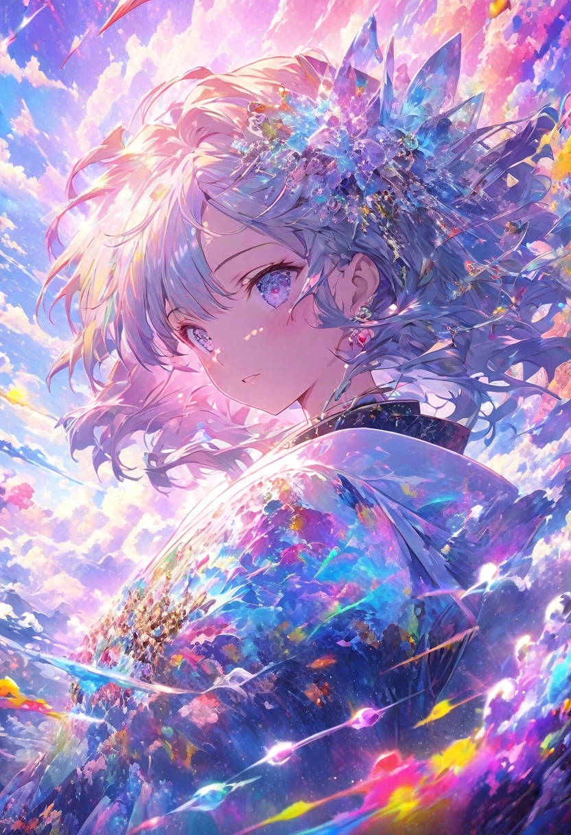 Close-up of a person holding a sword in front of a colorful background, anime art wallpaper 4k, anime art wallpaper 4k, Super colorful, anime abstract art, Dreamy psychedelic anime, Detailed anime art, Anime Style 4k, Anime Art Wallpapers 8K, Detailed digital anime art, Complex and gorgeous anime CGI style, Anime style digital art, by Yuumei