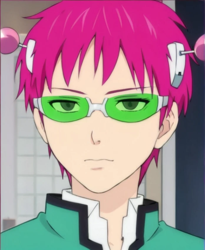 A man with fusia hair 
