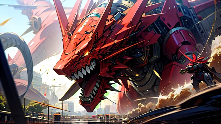 masterpiece、Highest quality、high resolution、8K、Giant dragon robot、battle