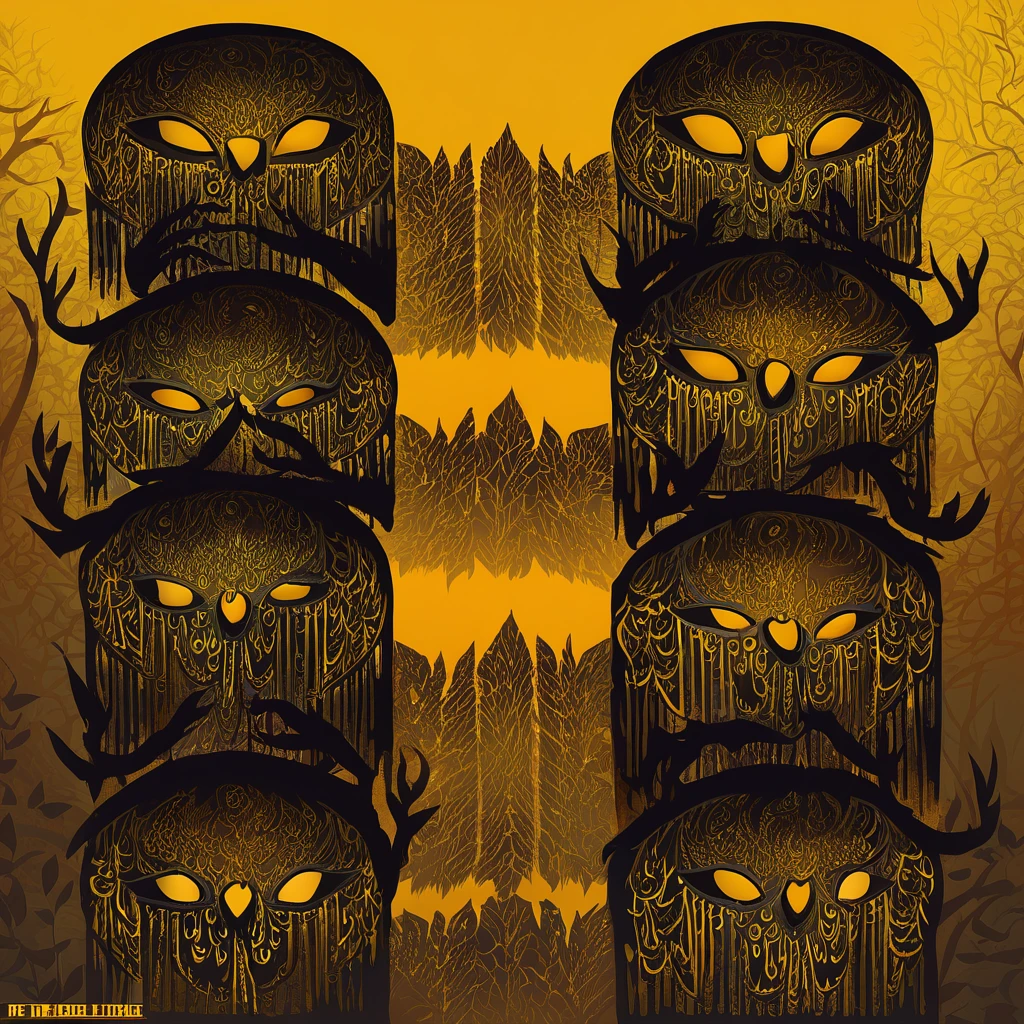 Pteras with golden-yellow and golden-brown color palette with background in nightmare fuel art style
