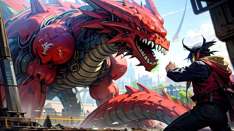 masterpiece、Highest quality、high resolution、8K、Giant dragon robot、battle