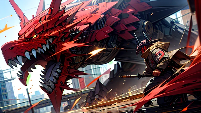 masterpiece、Highest quality、high resolution、8K、Giant dragon robot、battle