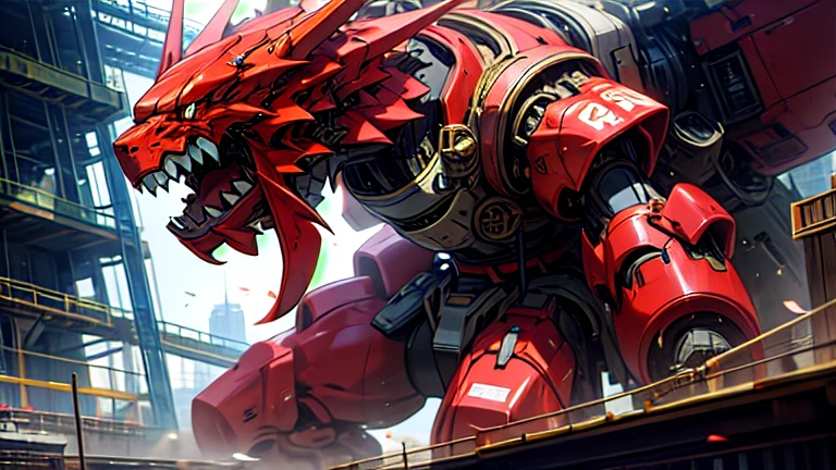 masterpiece、Highest quality、high resolution、8K、Giant dragon robot、battle