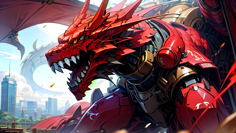 masterpiece、Highest quality、high resolution、8K、Giant dragon robot、battle