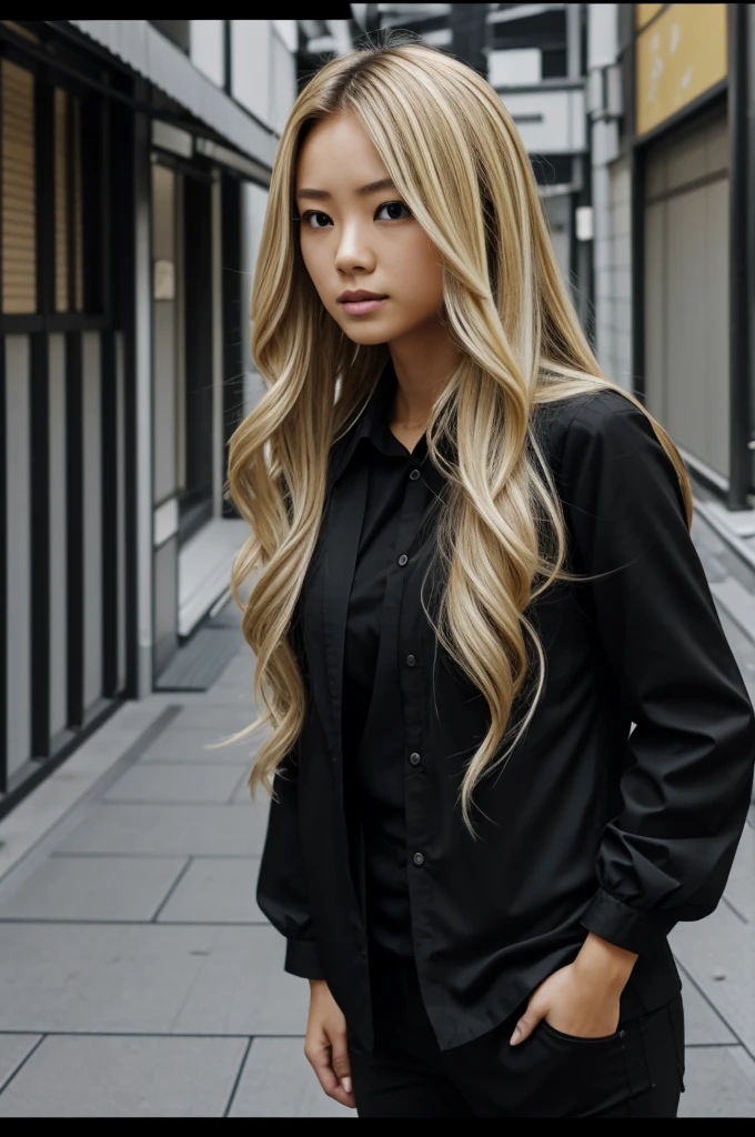 Screenshot Tokyo Revengers Long-haired blonde girl in black clothing